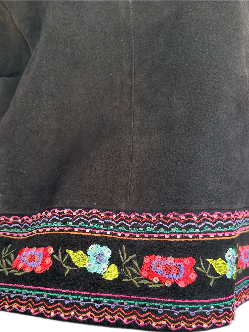 Y2K Vintage Scully Black Suede Leather Jacket Floral/Paisley Embroidered size L - Picture 10 of 14